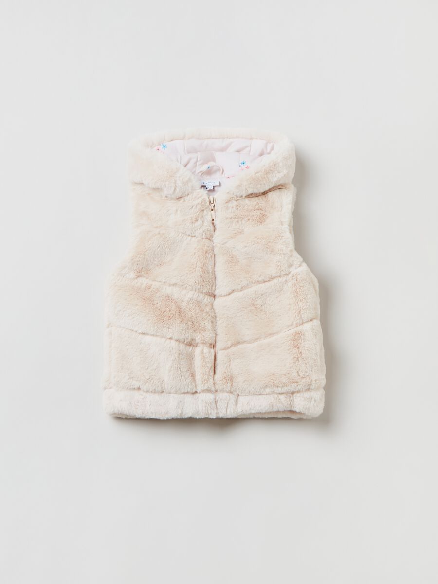 Gilet in eco pelliccia con cappuccio_0