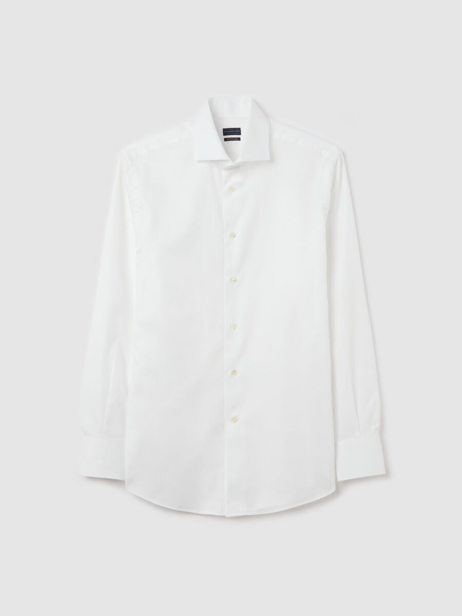 Men’s white regular-fit shirt in 100% cotton with cutaway collar_4