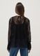 Blusa nera in tessuto elasticizzato con pizzo trasparente regular fit_3