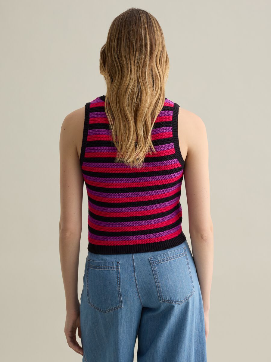 Multicoloured striped knit tank top_3