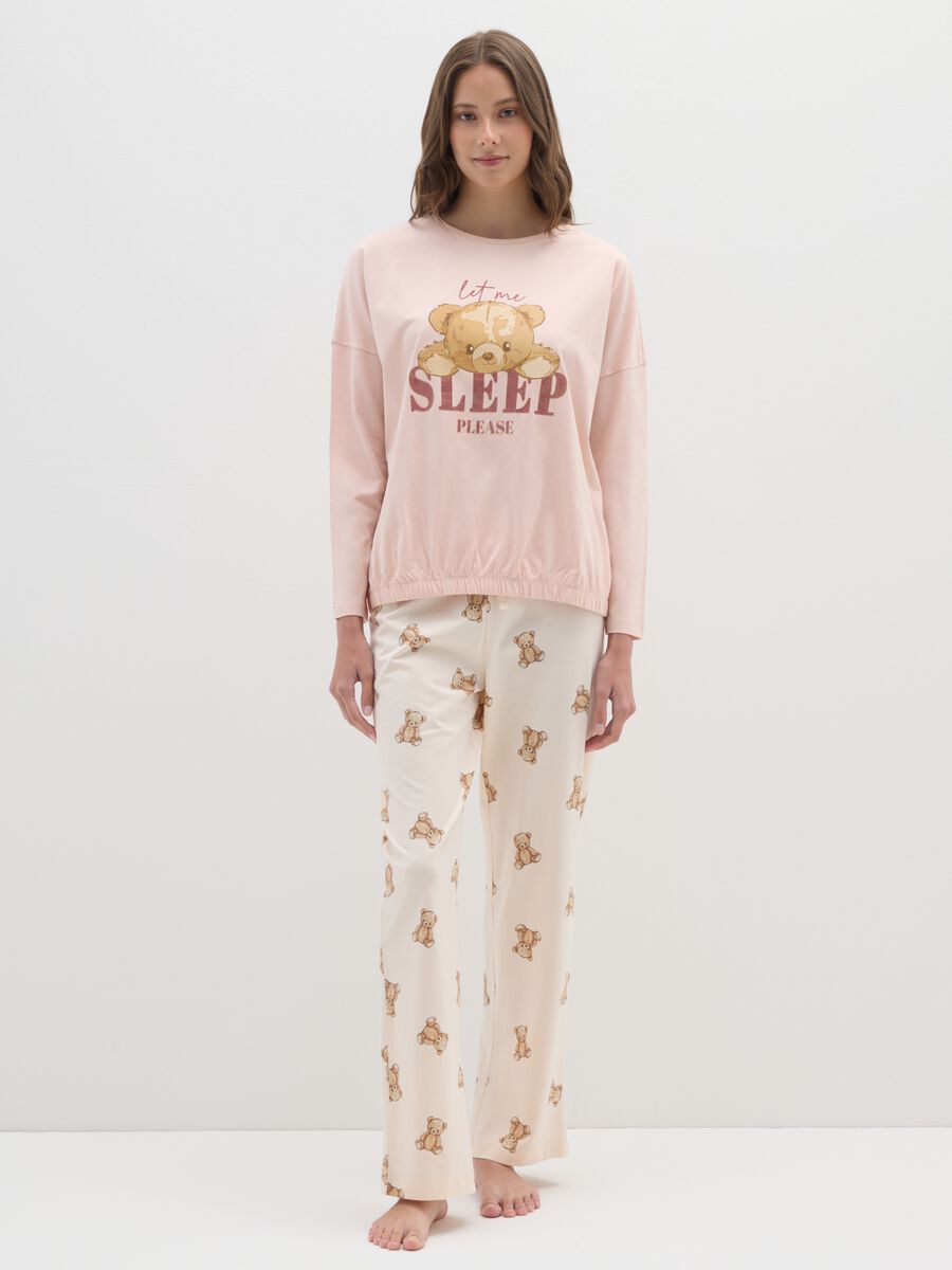 Multicoloured pure cotton pyjamas with print_0