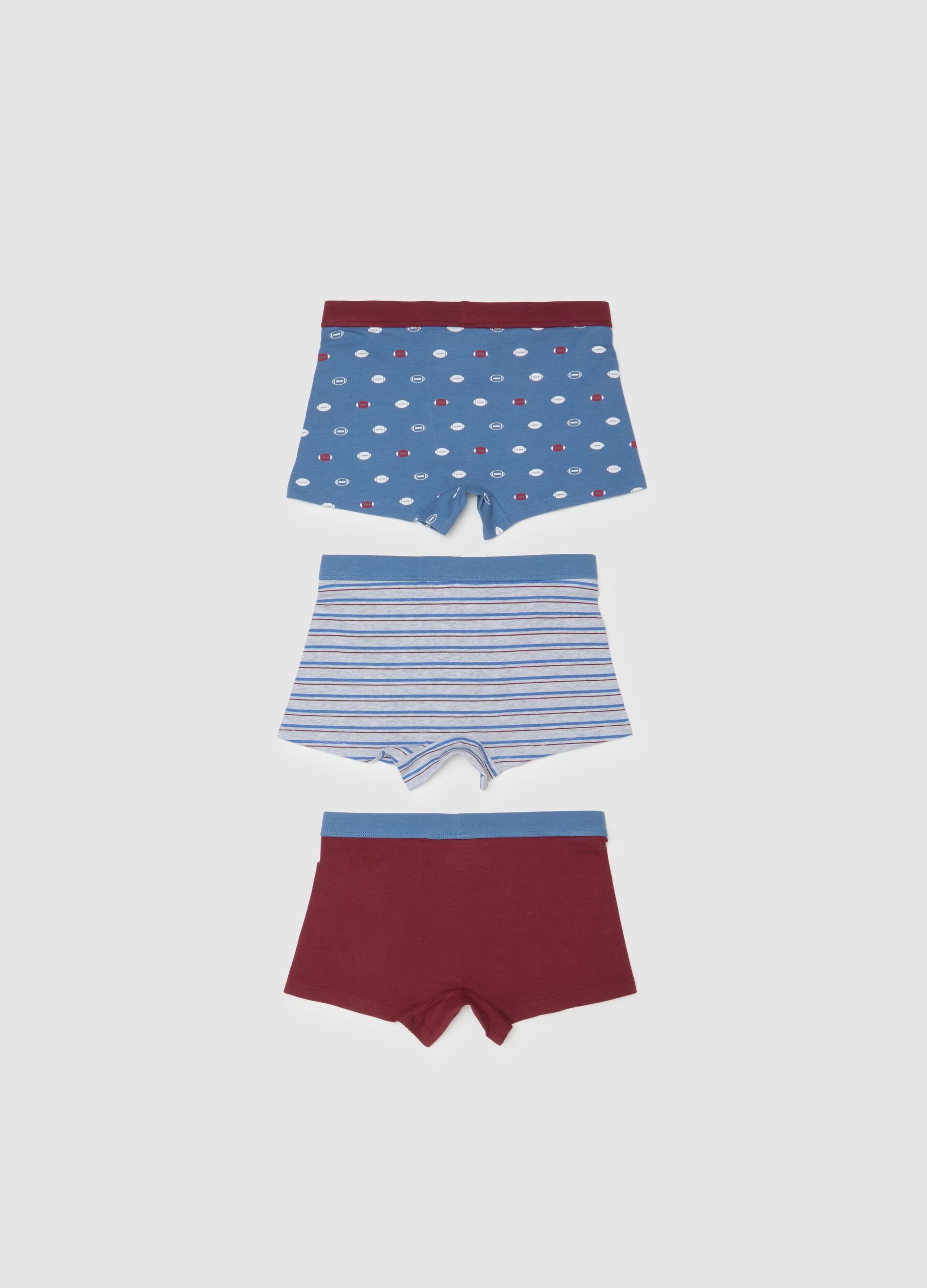 Set of three-pack boy's cotton boxer shorts in multicolor regular fit