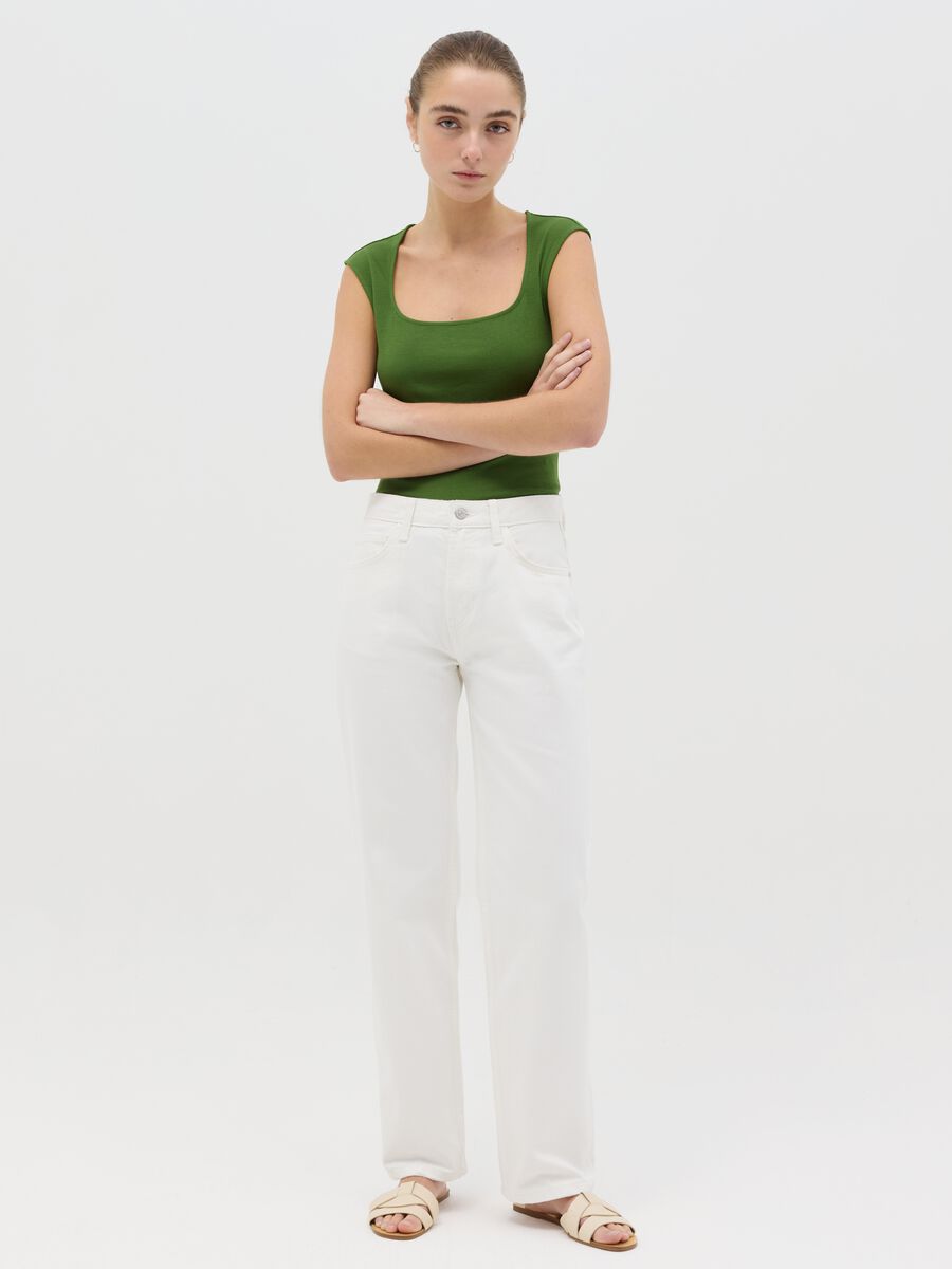 Green tank top with square neck_1