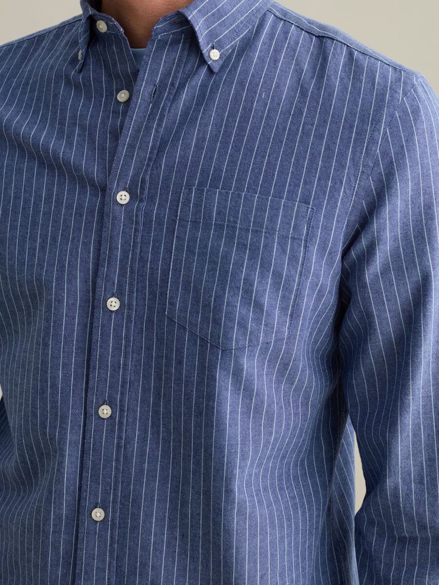Striped regular-fit shirt in cotton and linen_3