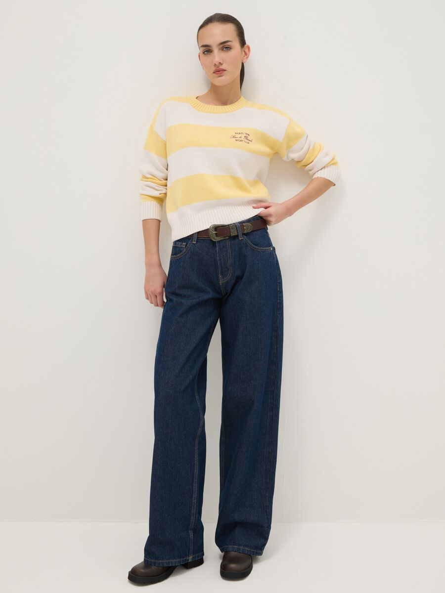 Multicolour striped cotton blend regular fit jumper_1