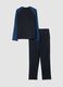 Pigiama blu navy in puro cotone organico con girocollo_2