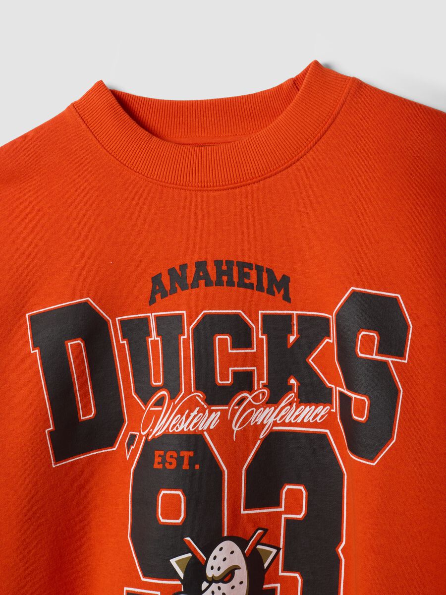Red cotton-blend sweatshirt with Anaheim Ducks print_1
