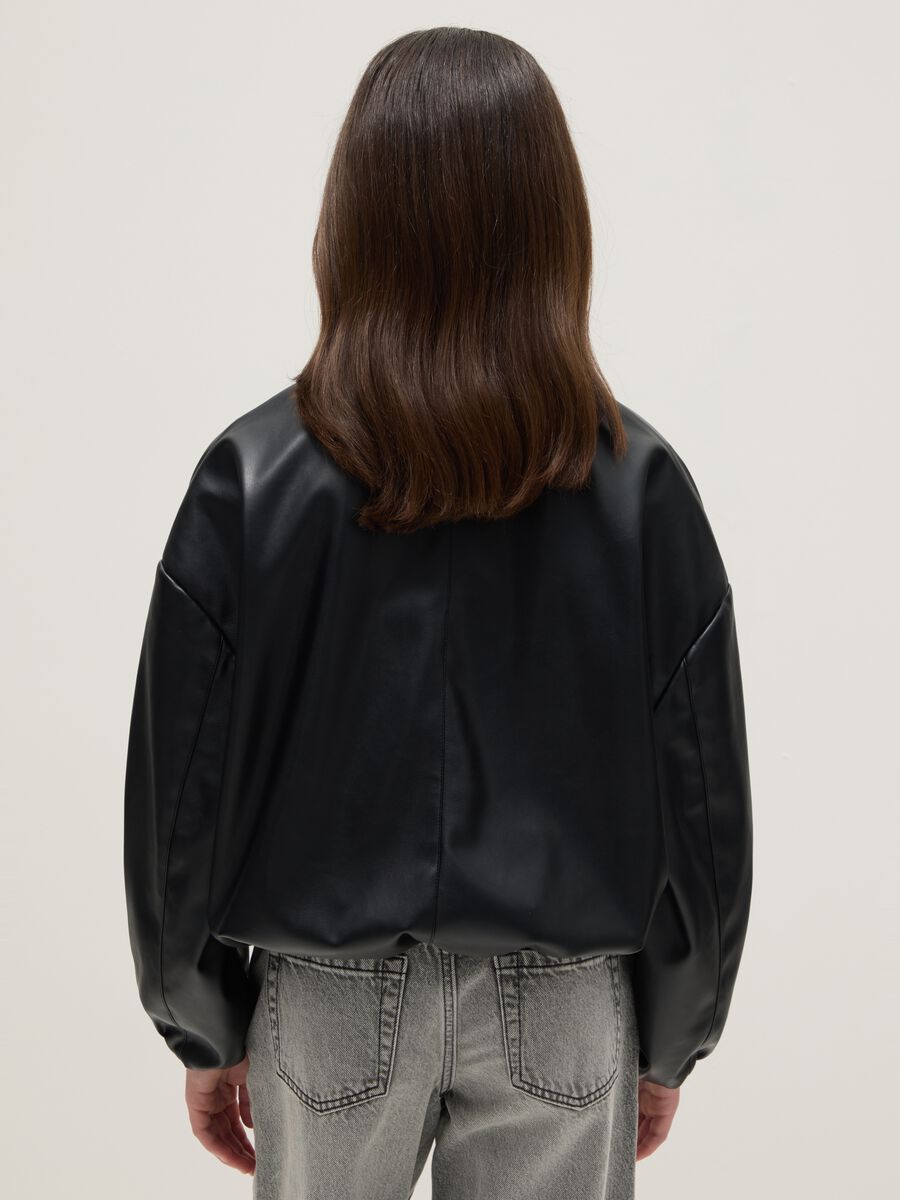 Giacca bomber nera da ragazza over fit_1