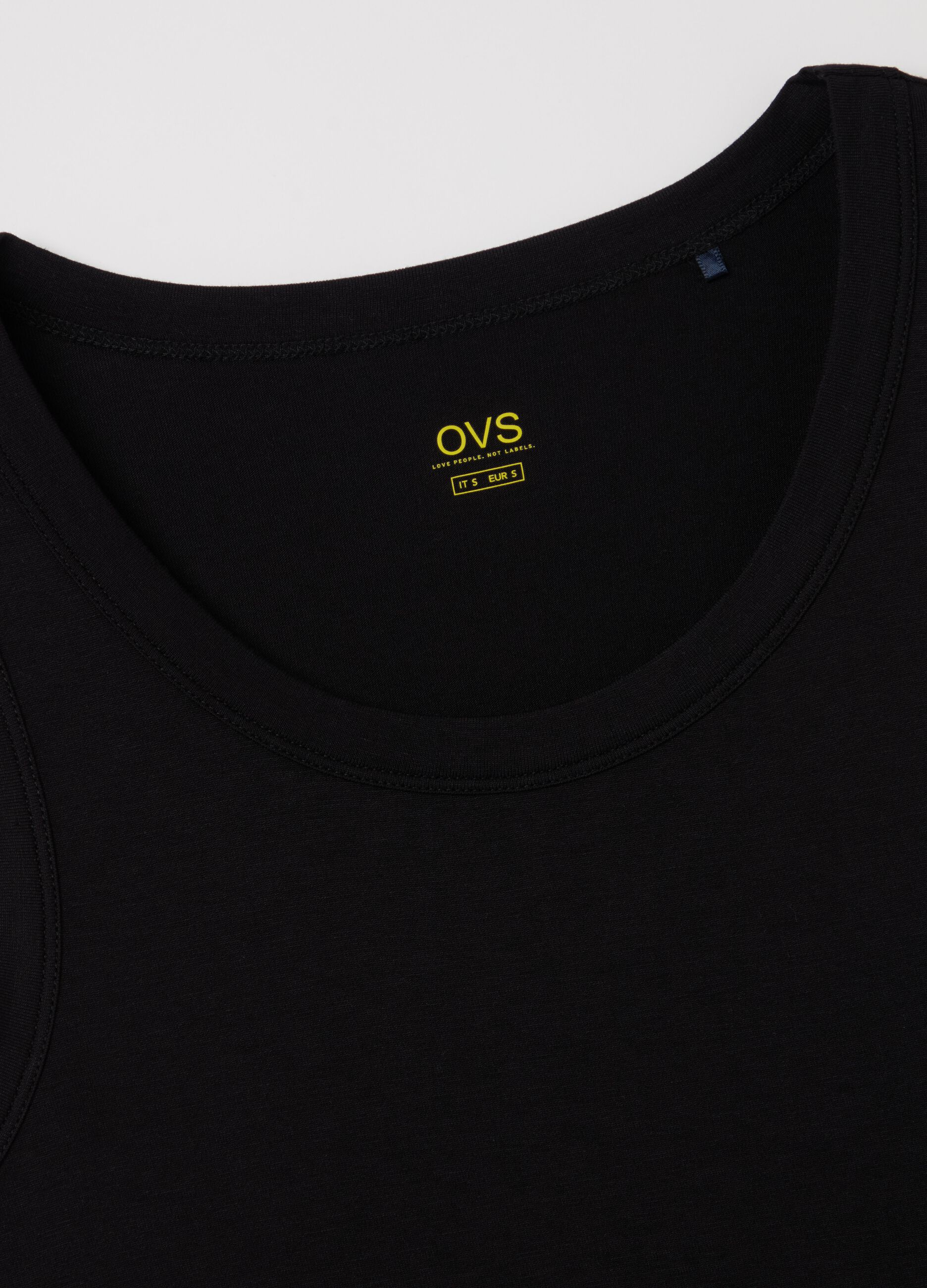 Basic black tank top in stretch viscose