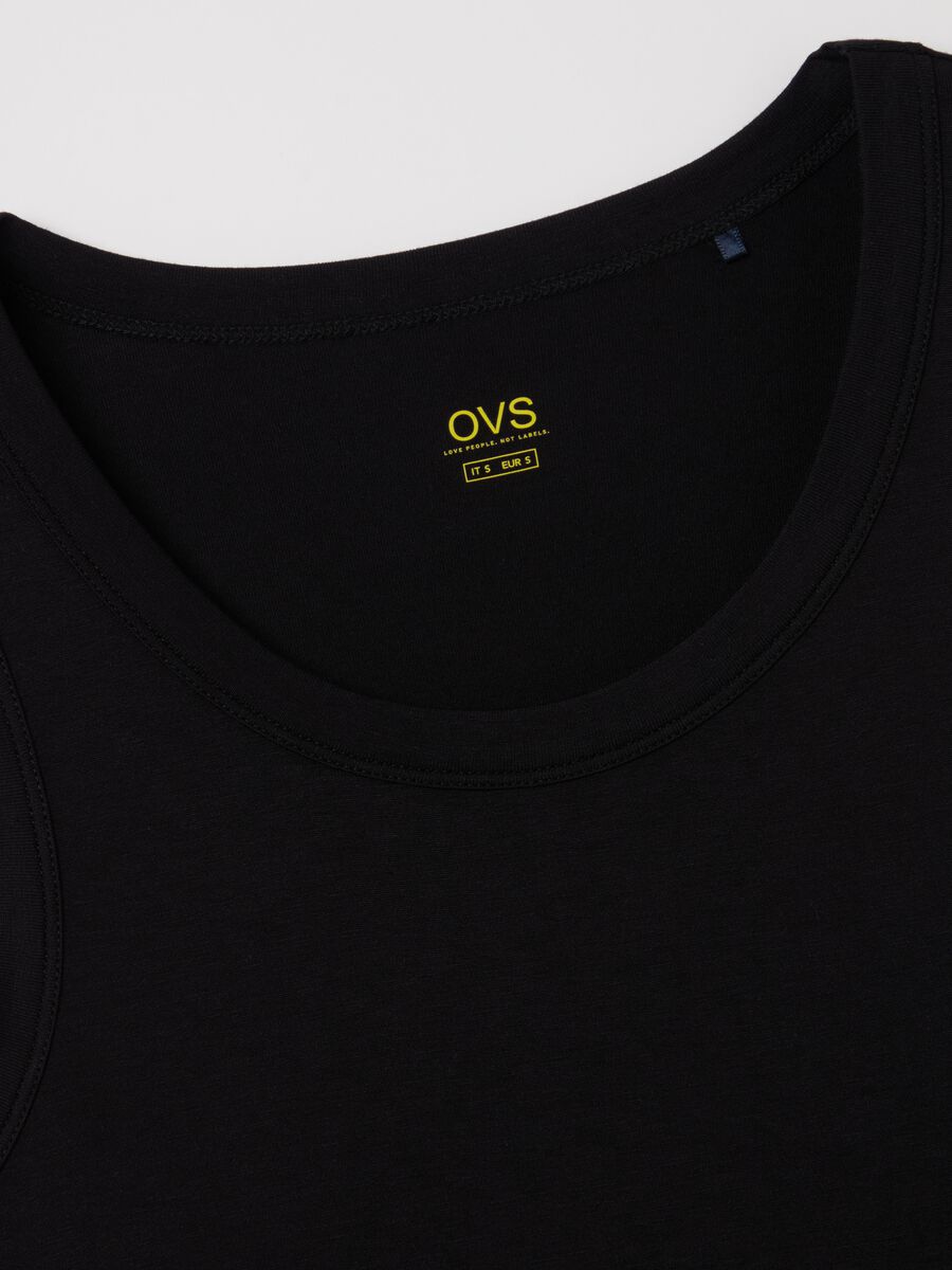Basic black tank top in stretch viscose_5