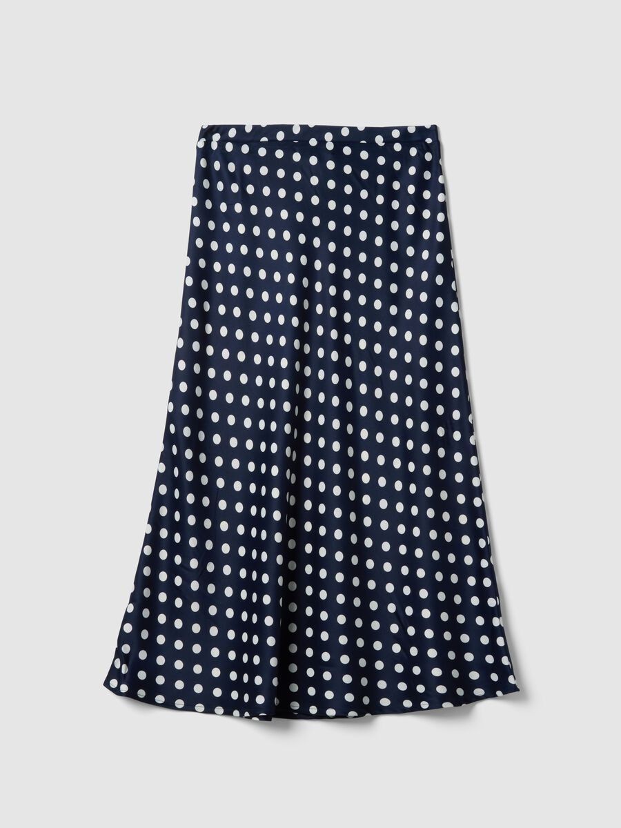 Long pure cotton skirt with multicoloured polka dots, regular fit_0
