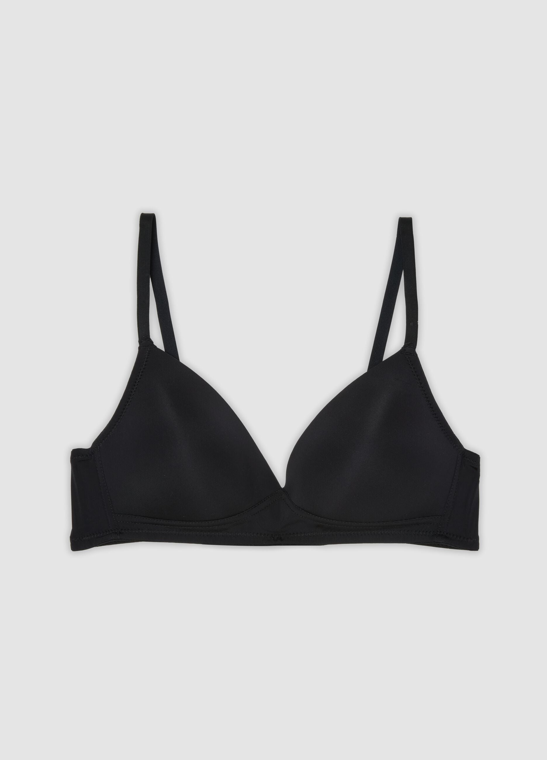Black padded stretch-fabric bra