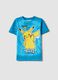 T-shirt in puro cotone azzurra da bambino regular fit con Pikachu_0
