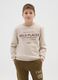 Boys' beige pure cotton sweatshirt with regular fit and round neckline_0