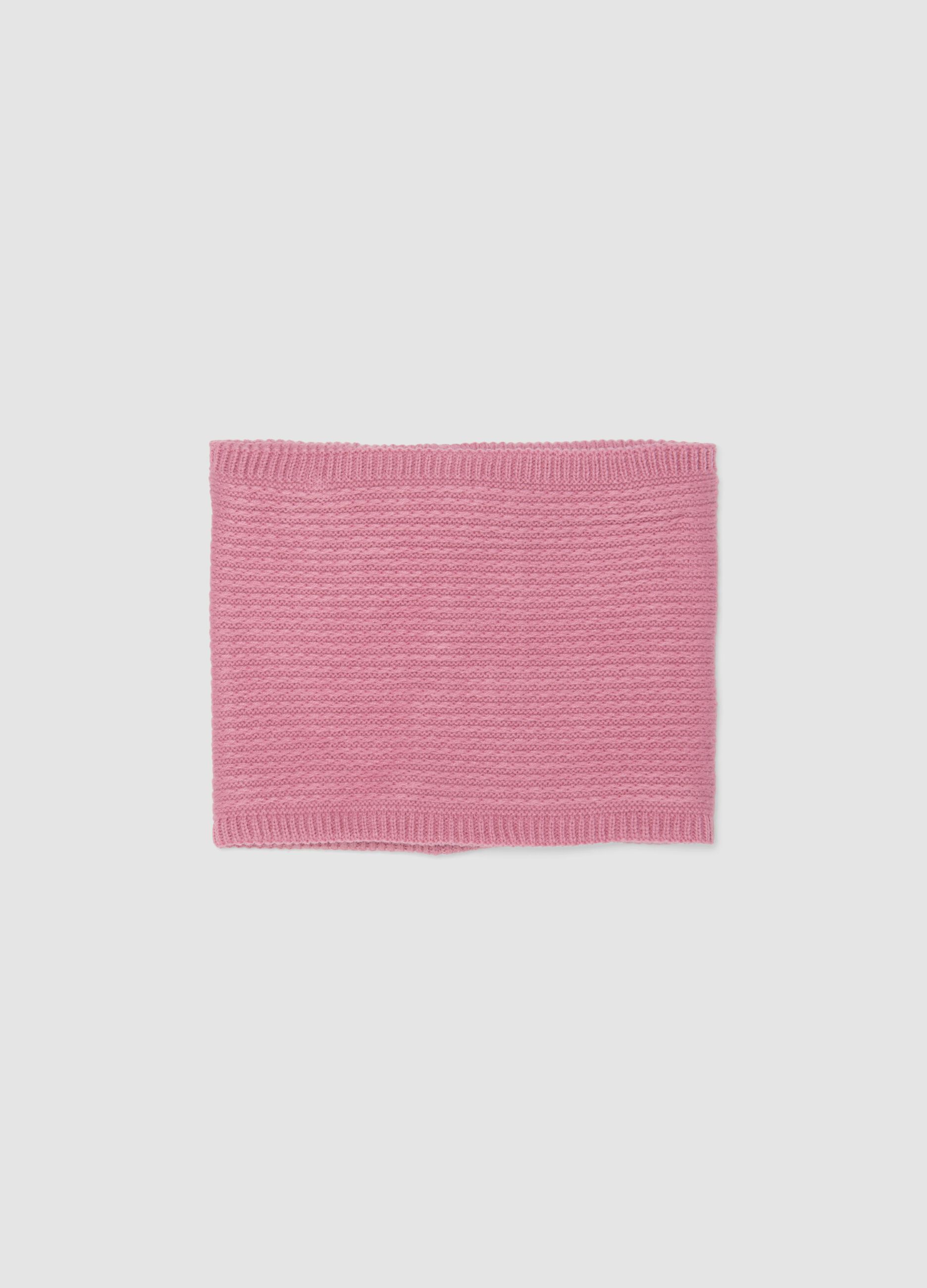 Pink knitted snood scarf