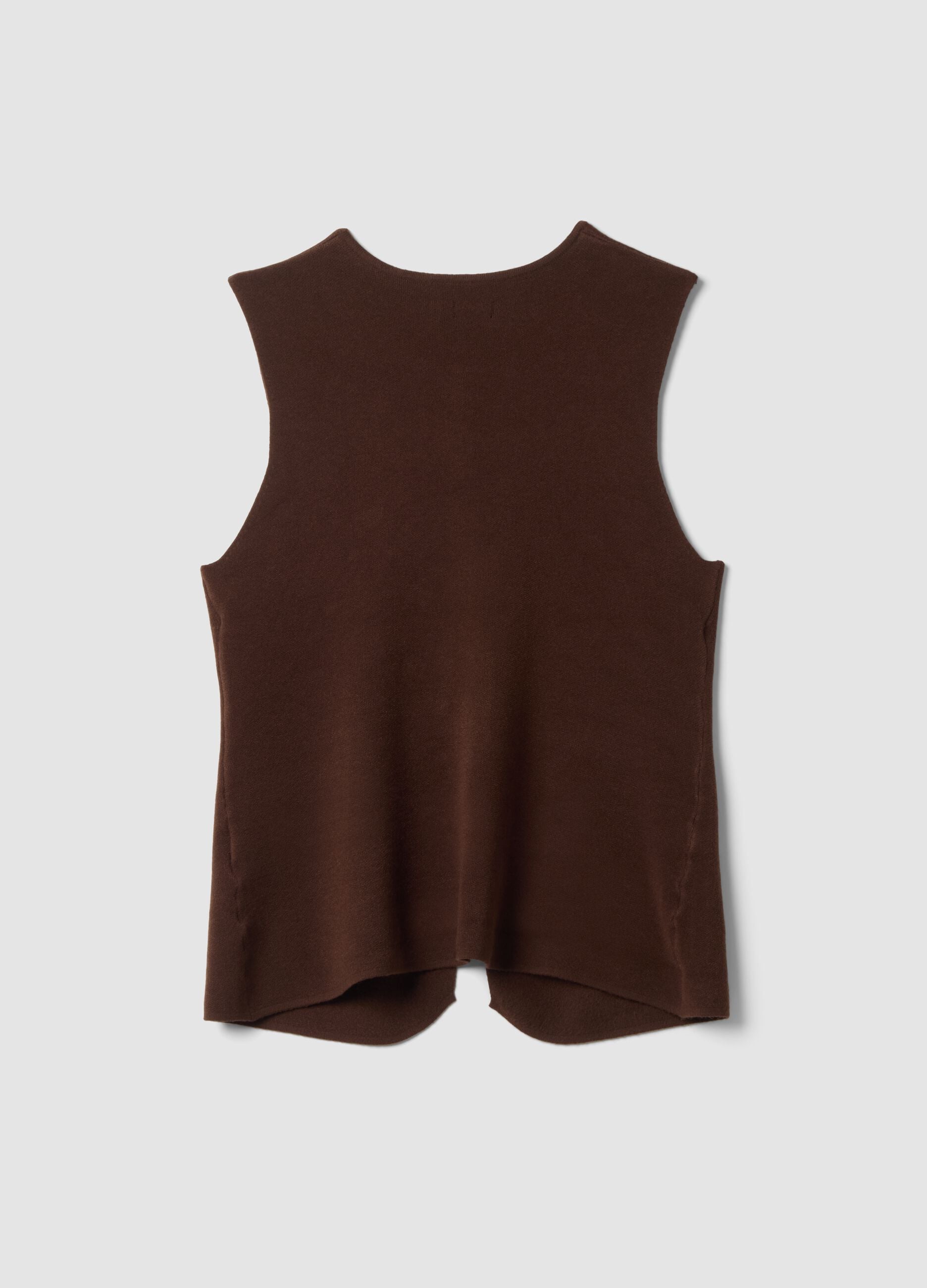Brown viscose-blend waistcoat with jewelled buttons