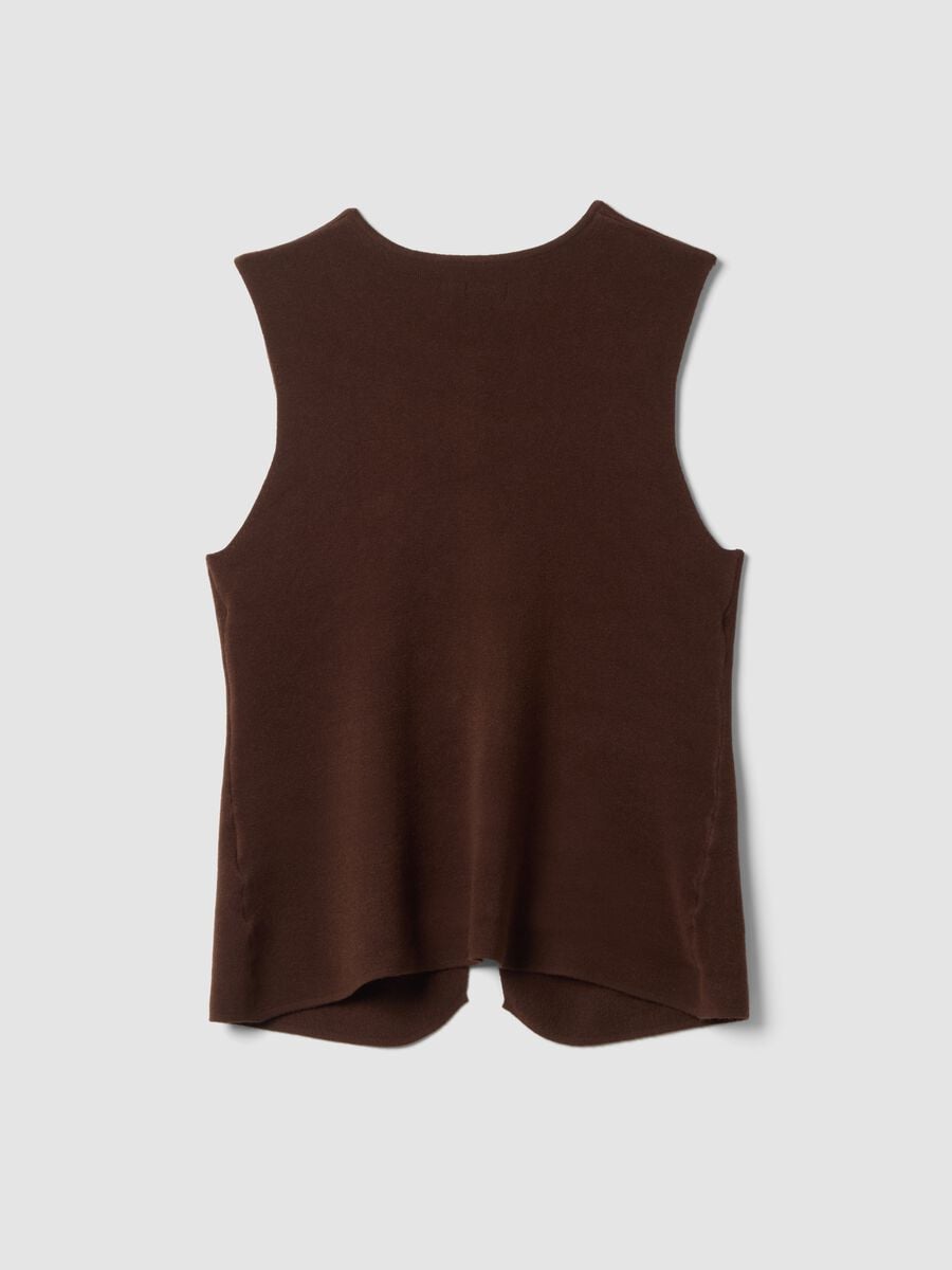 Brown viscose-blend waistcoat with jewelled buttons_2