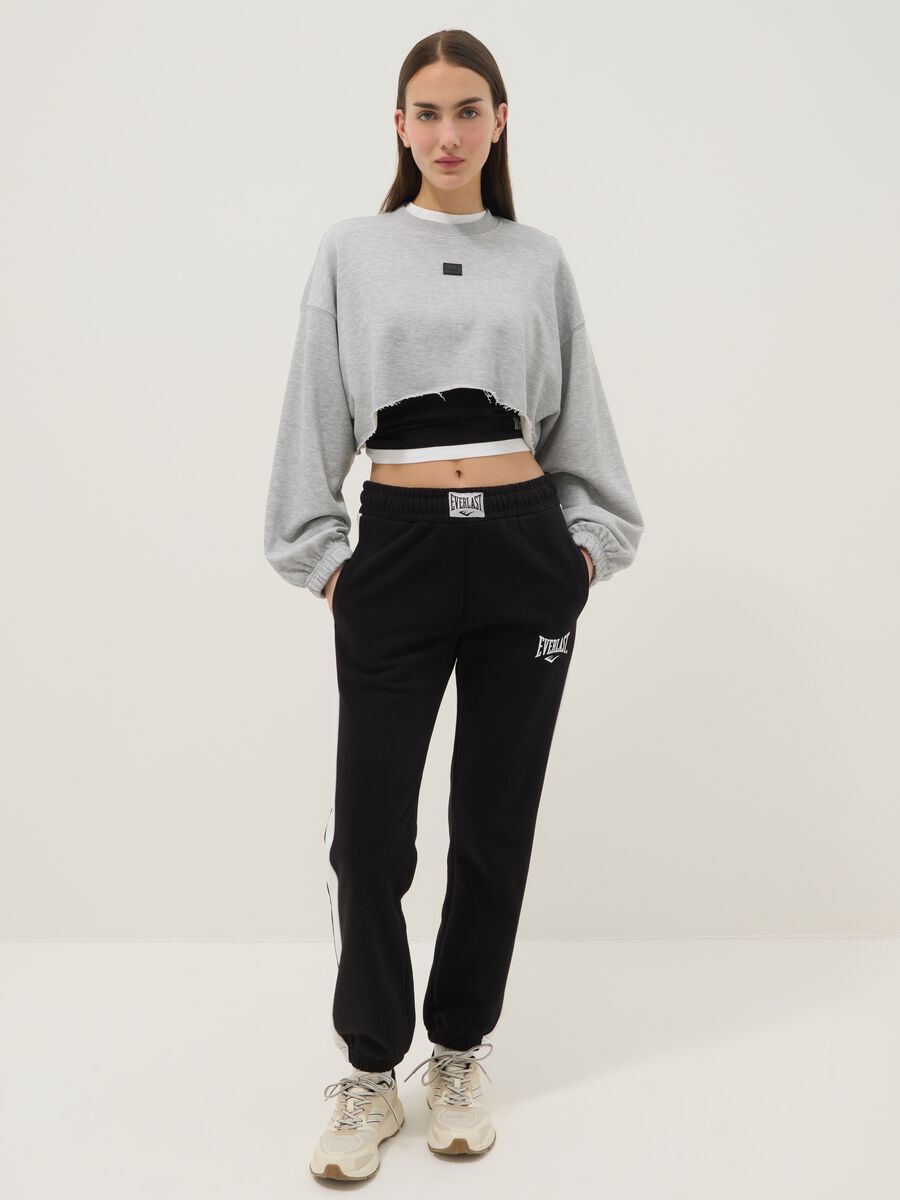 Felpa corta in misto cotone grigia regular fit_1