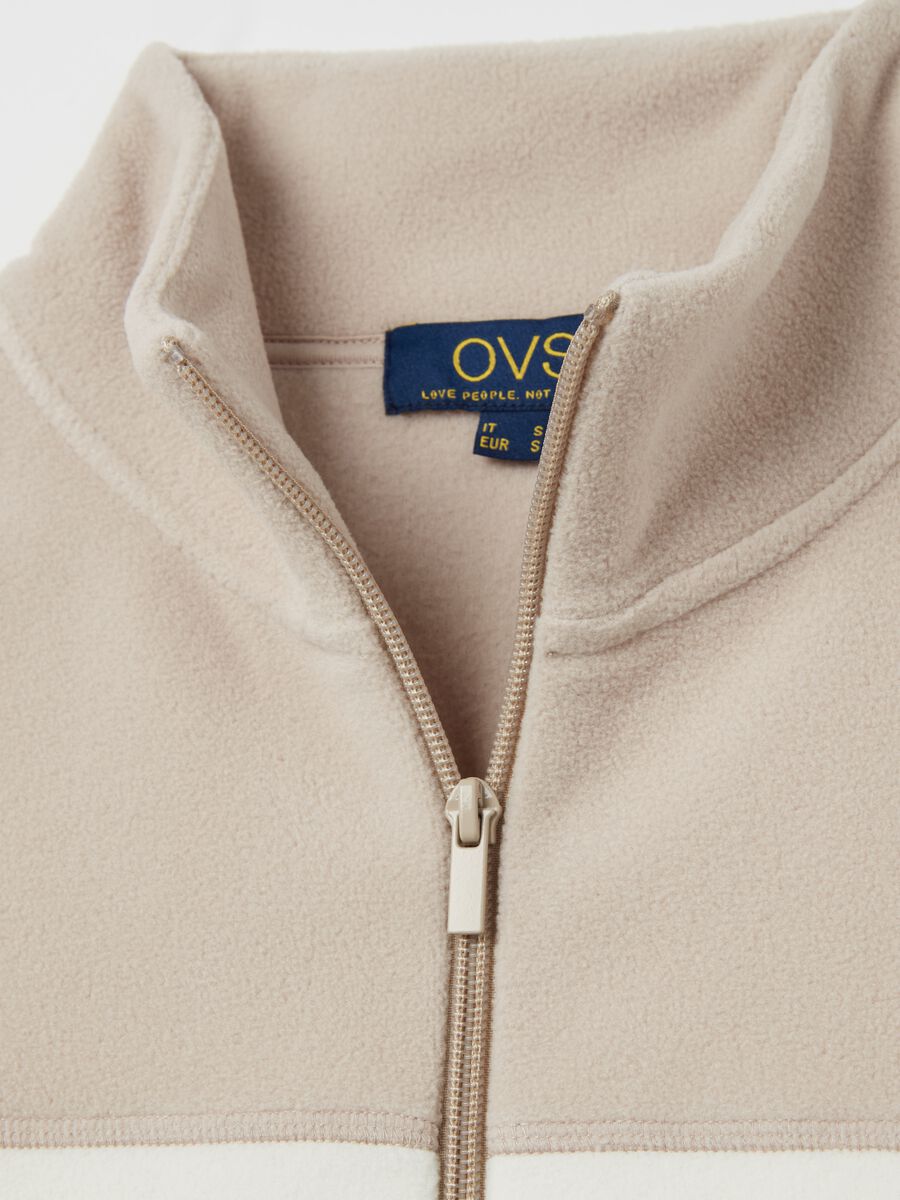 Full-zip sweatshirt in two-tone fleece with high neck_5