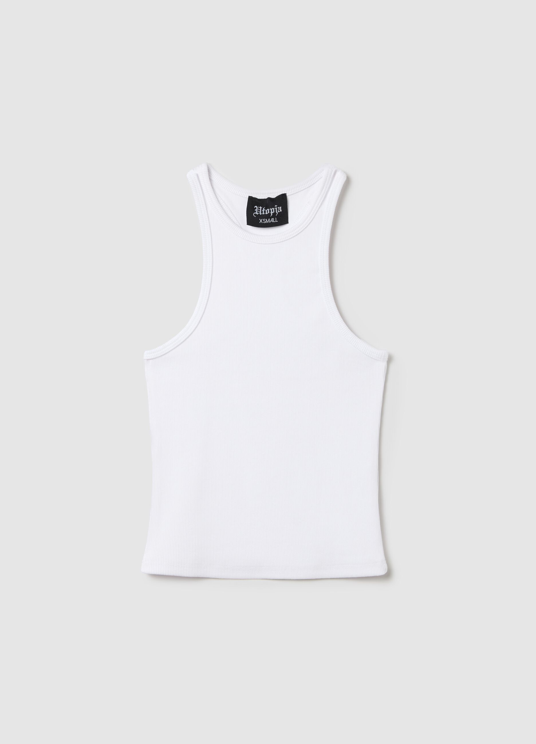White Crew Neck Tank Top