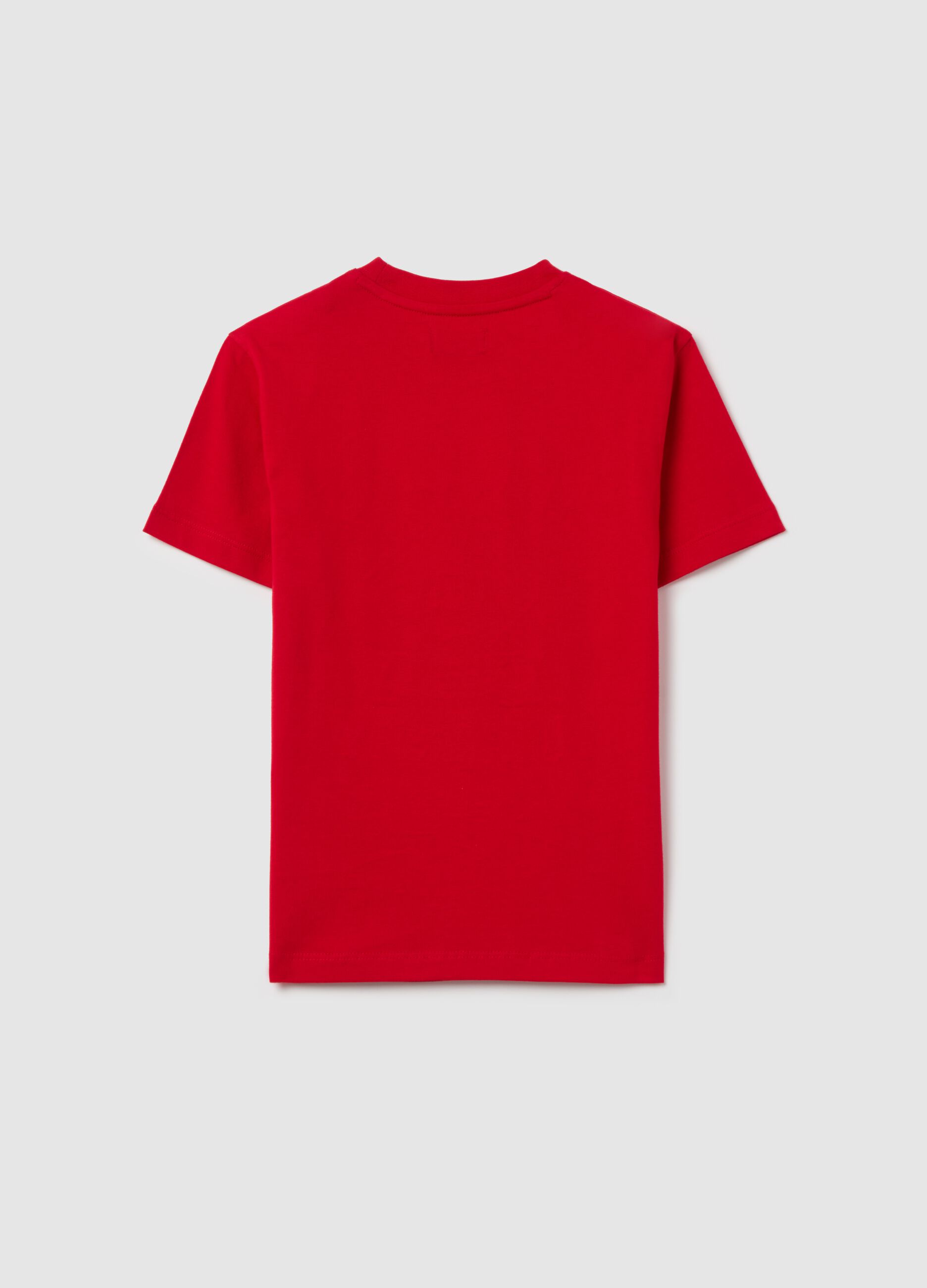 Cotton T-shirt with lettering embroidery