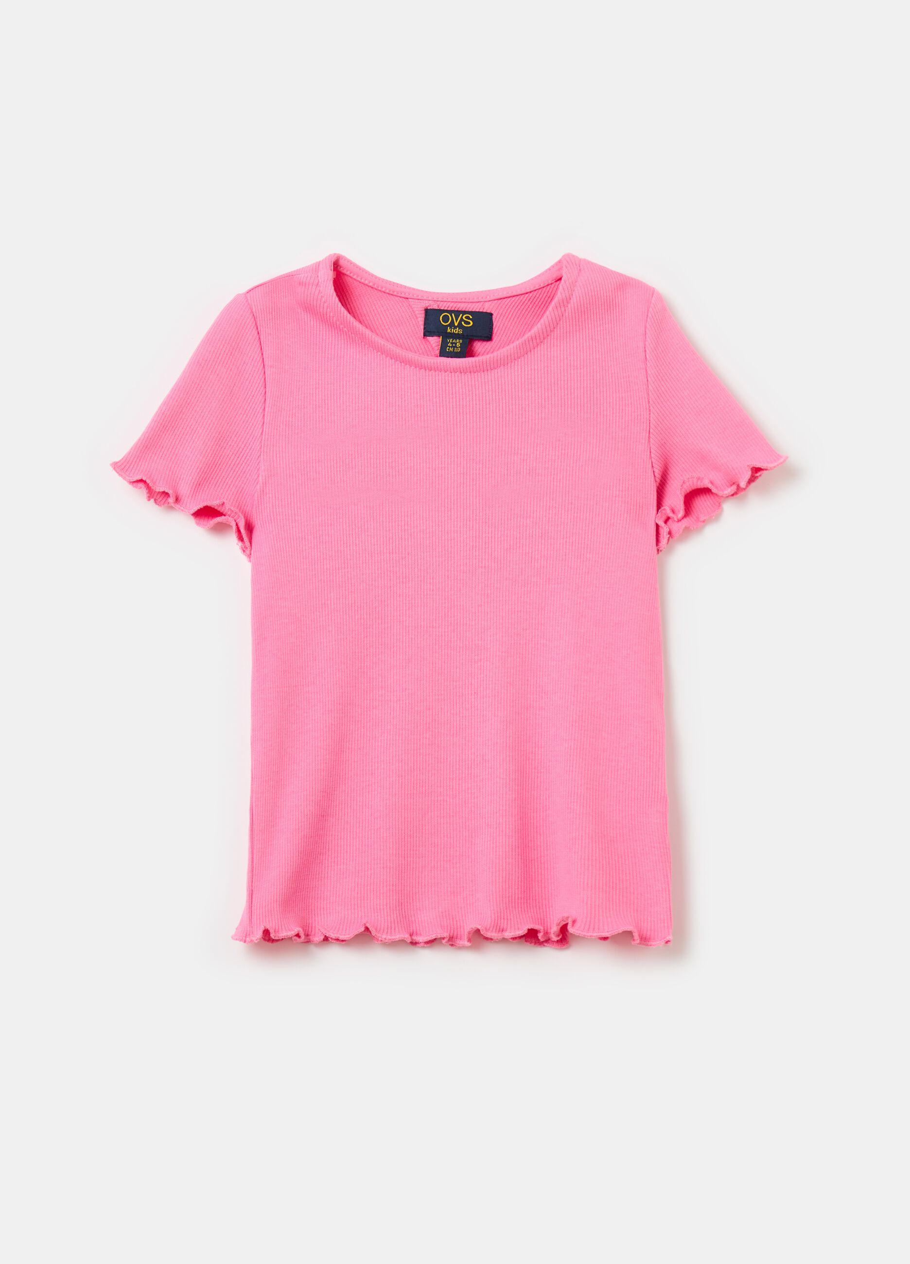 Ribbed T-shirt with opening