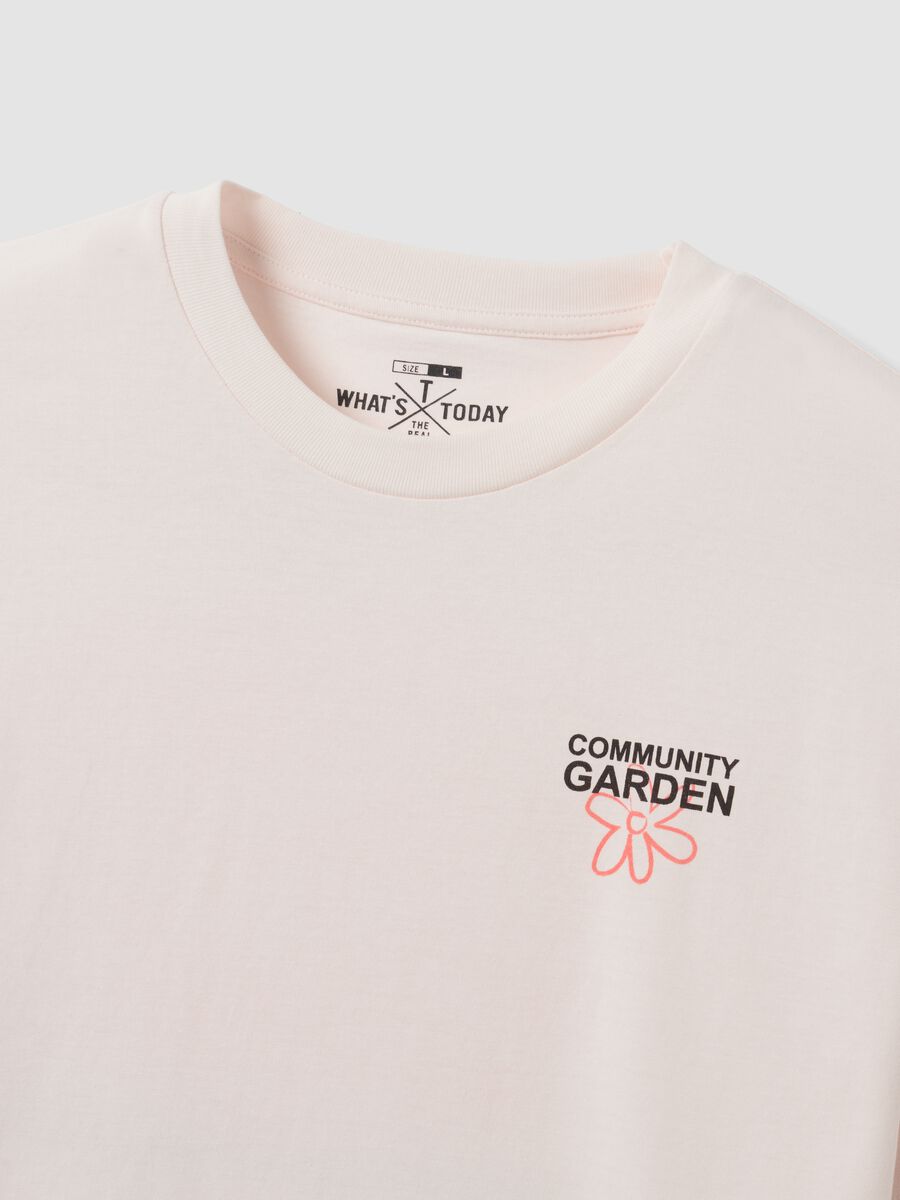 White pure cotton jersey T-shirt with print, regular fit_6