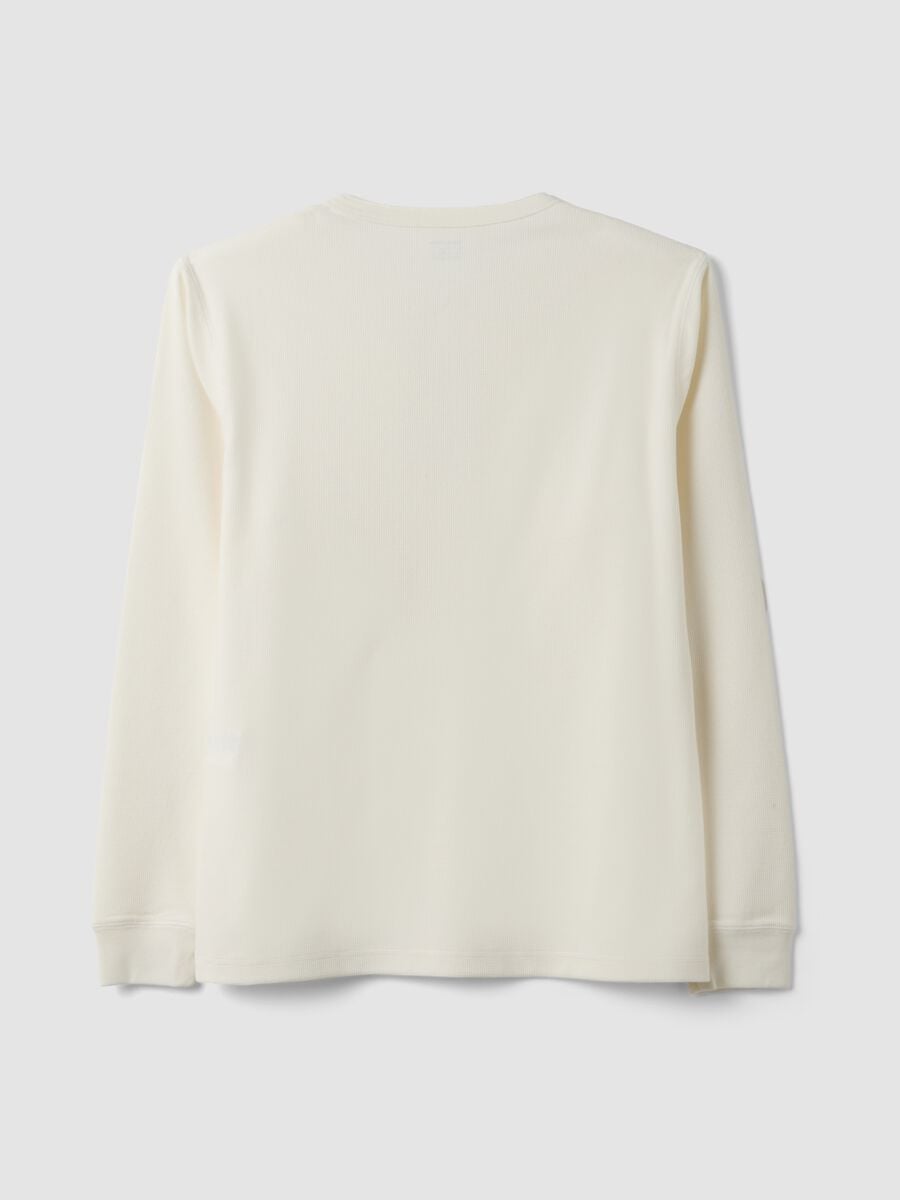 T-shirt bianca in misto viscosa a nido d'ape regular fit_2