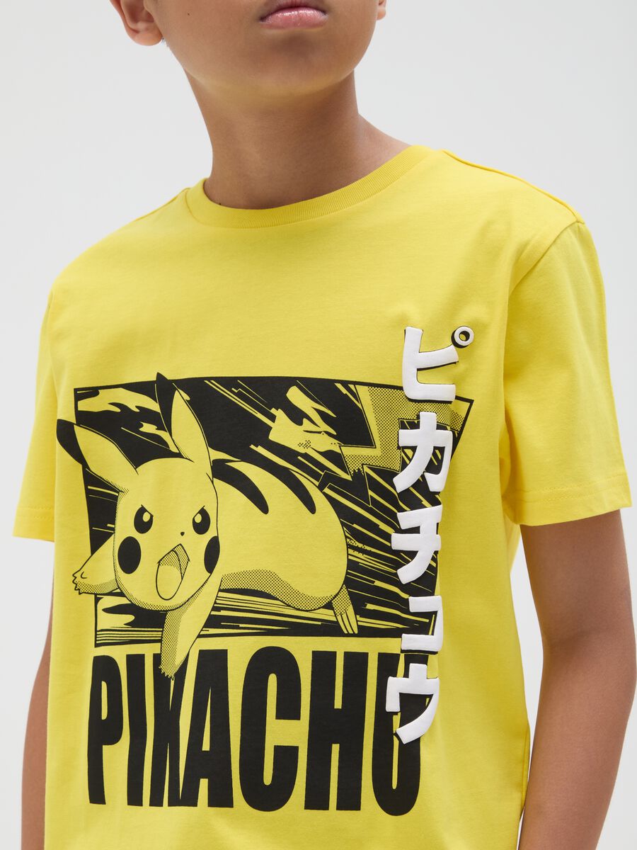 Yellow cotton T-shirt with Pikachu print_2