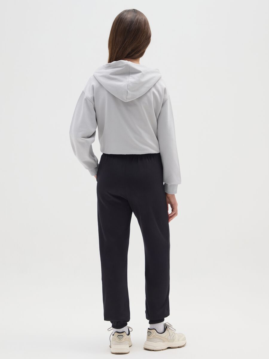 Girls' black jogger pants in pure cotton regular fit with print_1