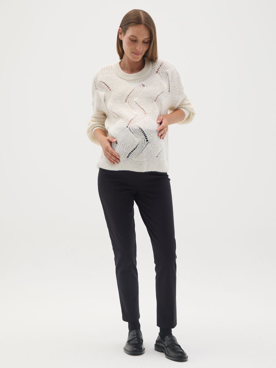Pantaloni premaman neri in cotone elasticizzato_0