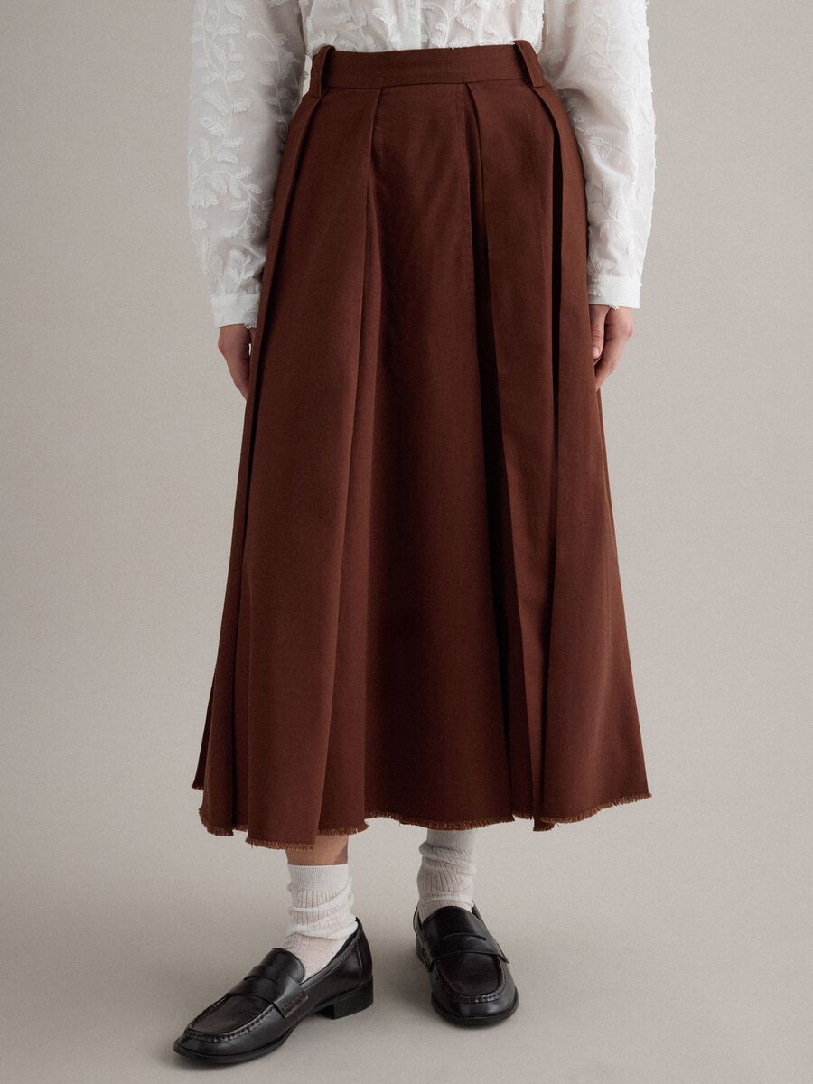 Long brown pure cotton skirt regular fit_1