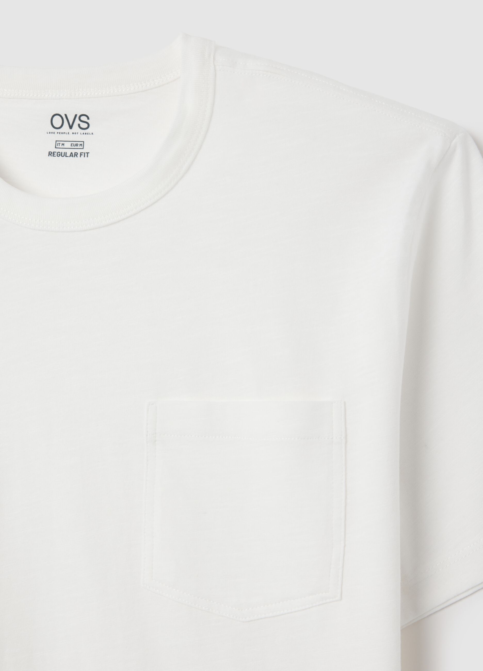 T-shirt da uomo in puro cotone bianca regular fit con taschino