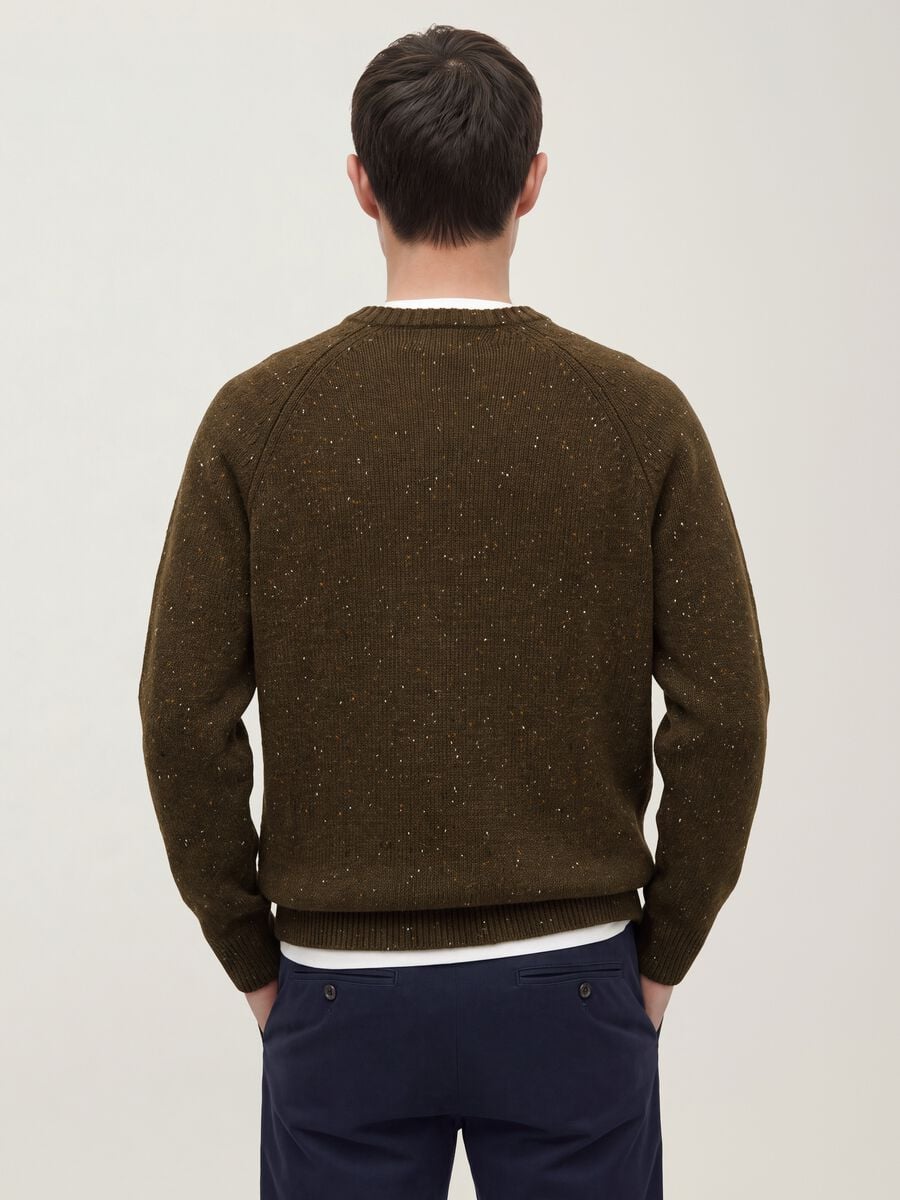 Maglione verde in misto cotone e lana girocollo_3