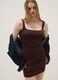 Brown fitted dress with square neckline_0