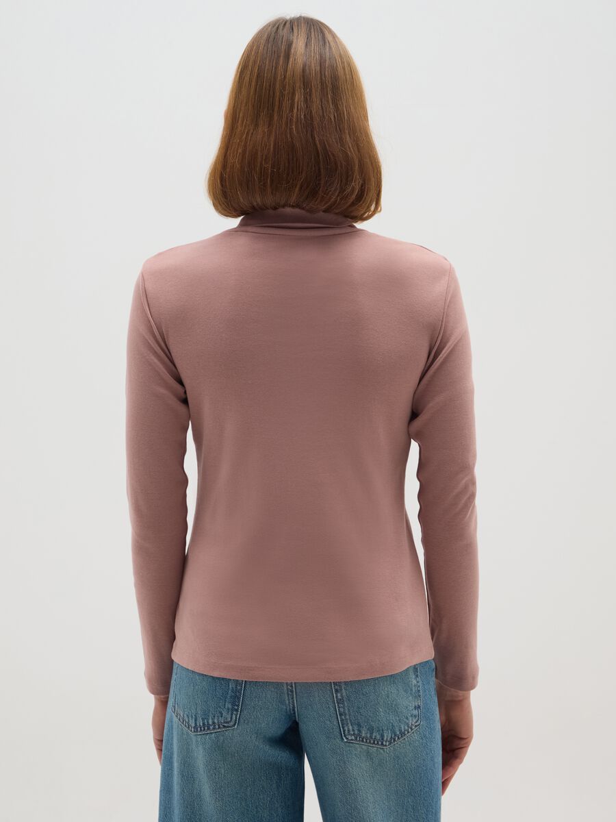 Regular fit pink cotton-blend turtleneck_2