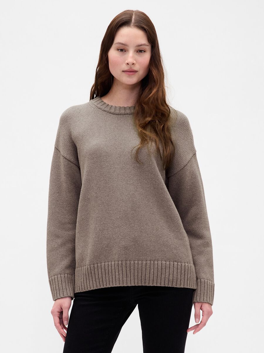 Maglione taupe in cotone_0