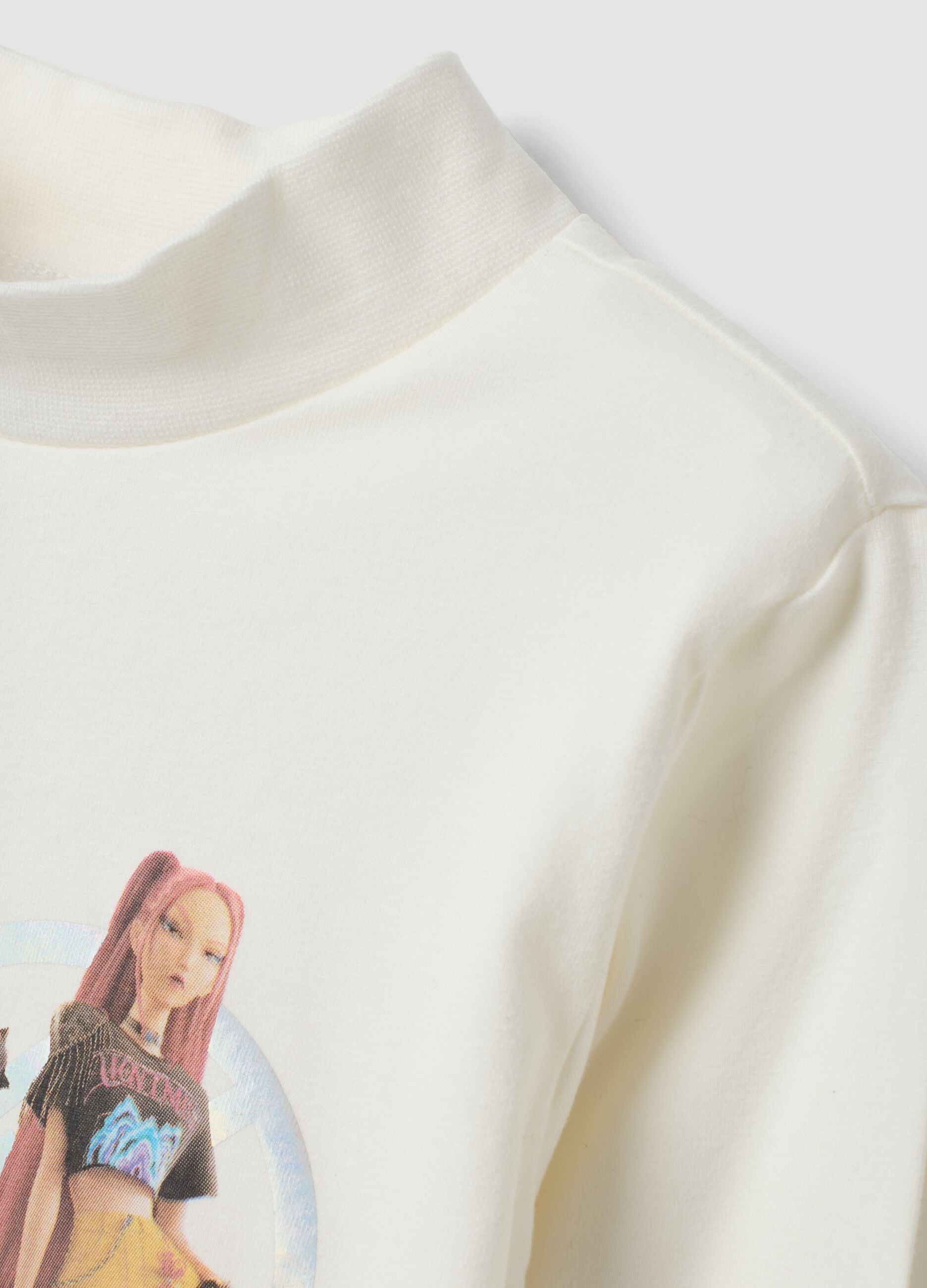 White stretch cotton T-shirt with K-Pop Demon Hunters print