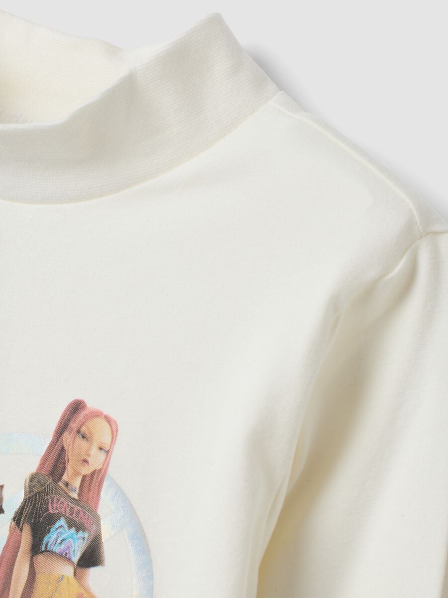 White stretch cotton T-shirt with K-Pop Demon Hunters print_2