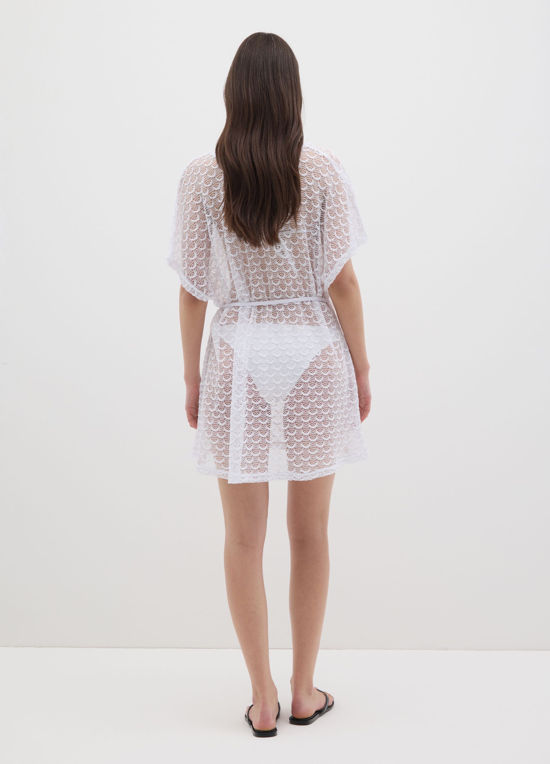 Women's short dress in white regular fit