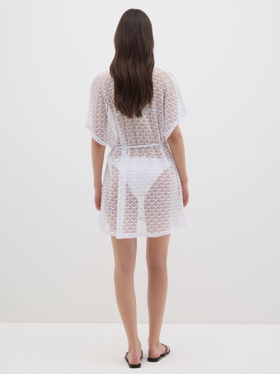 Women's short dress in white regular fit_2