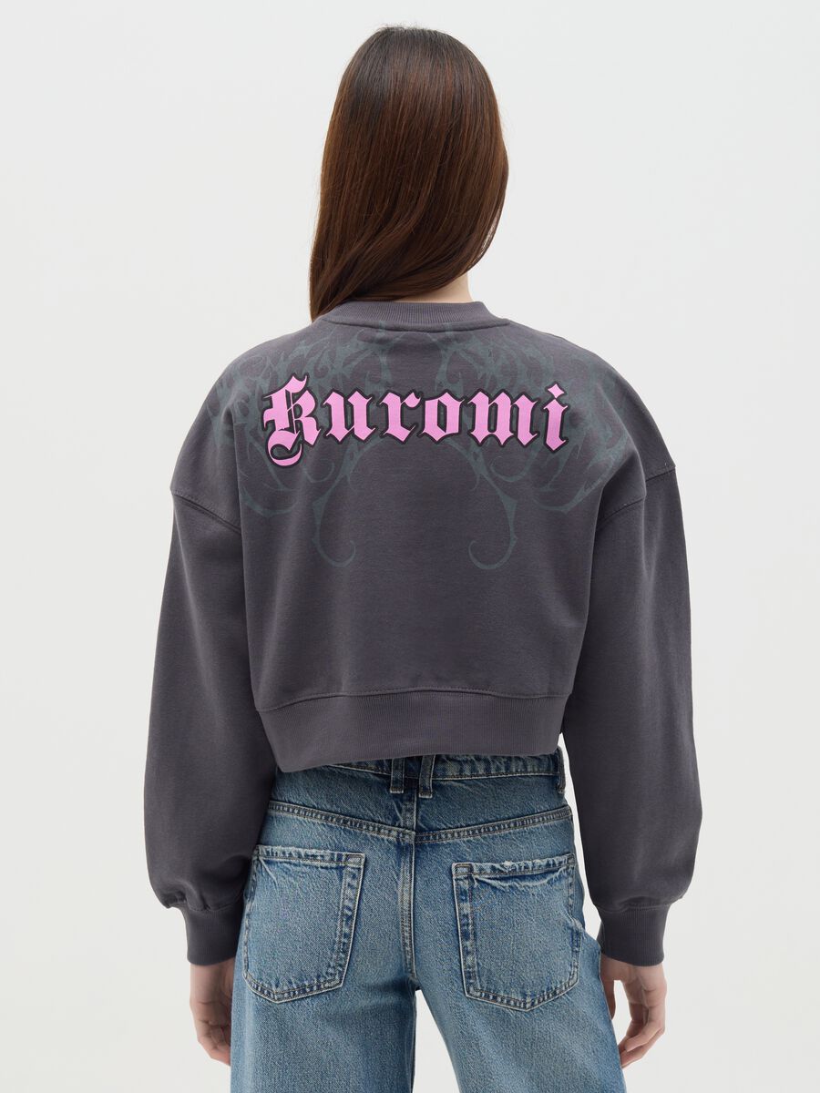 Black cropped sweatshirt with Kuromi print_3