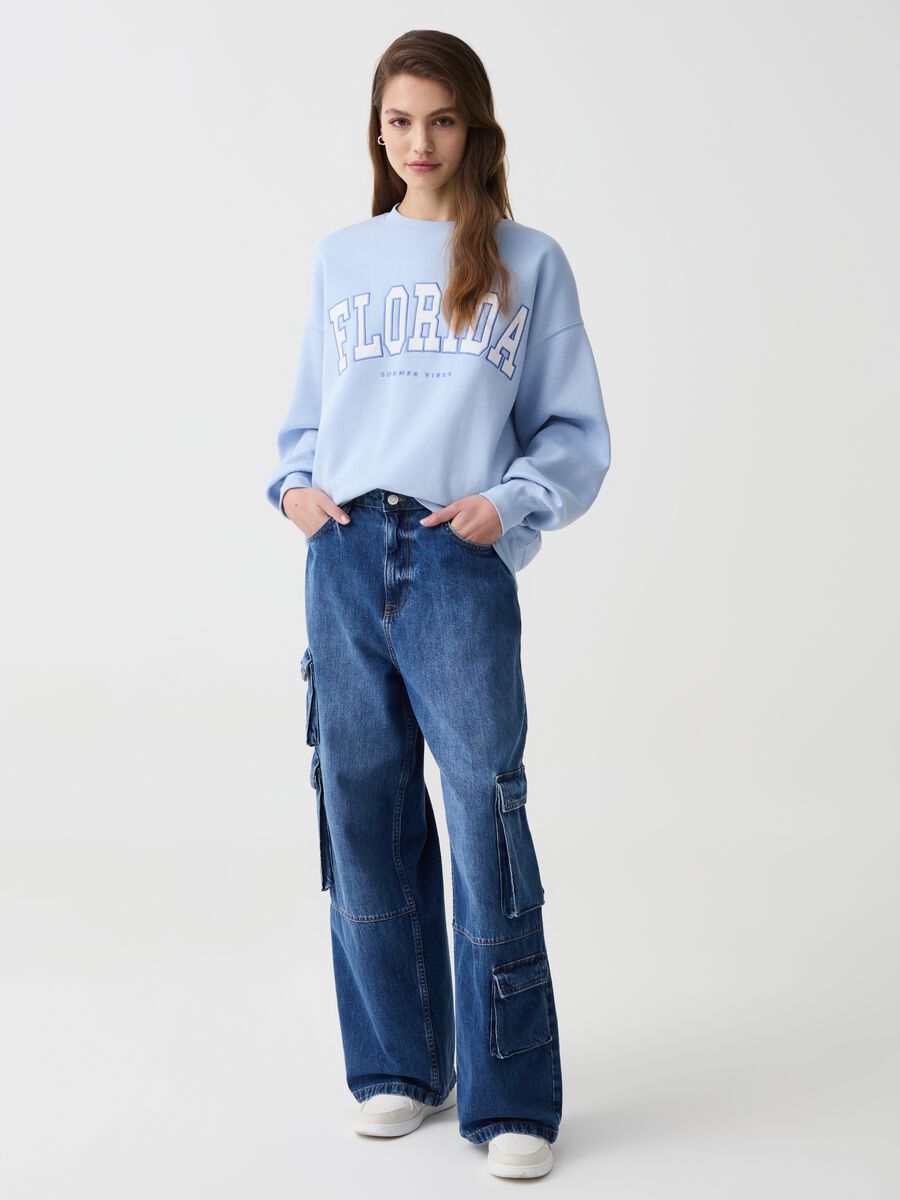 Oversized sweatshirt with lettering embroidery_1