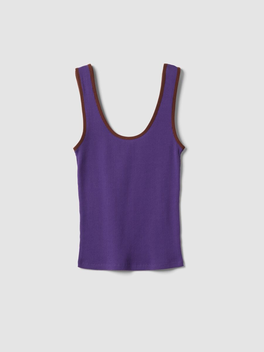 Tank top viola in puro cotone a costine_4