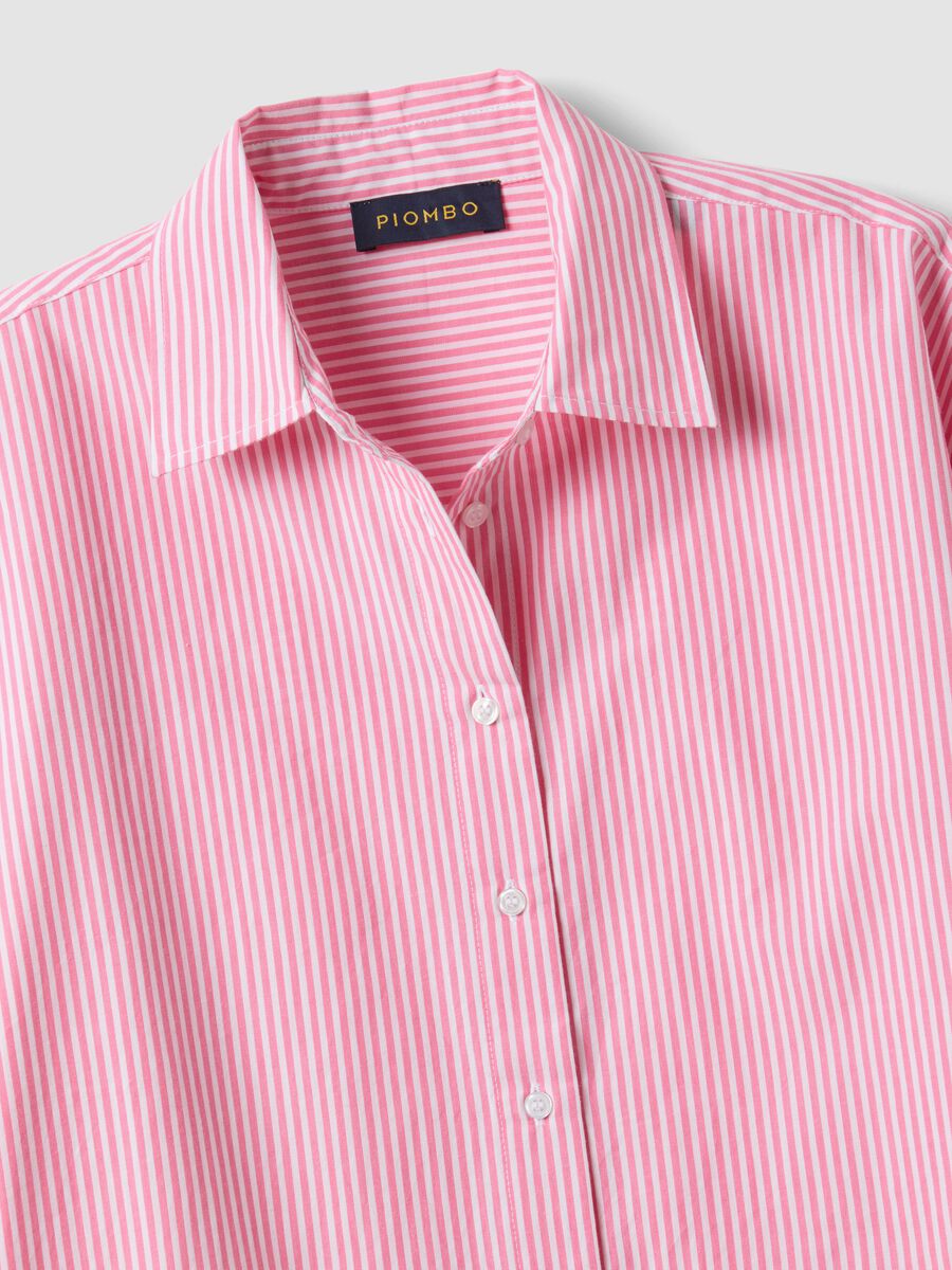 Camicia in puro cotone a righe bianche e rosa oversize fit_5