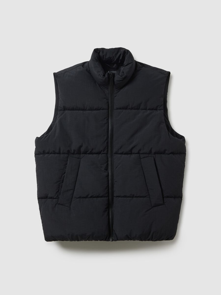 Black padded gilet regular fit with zip_0