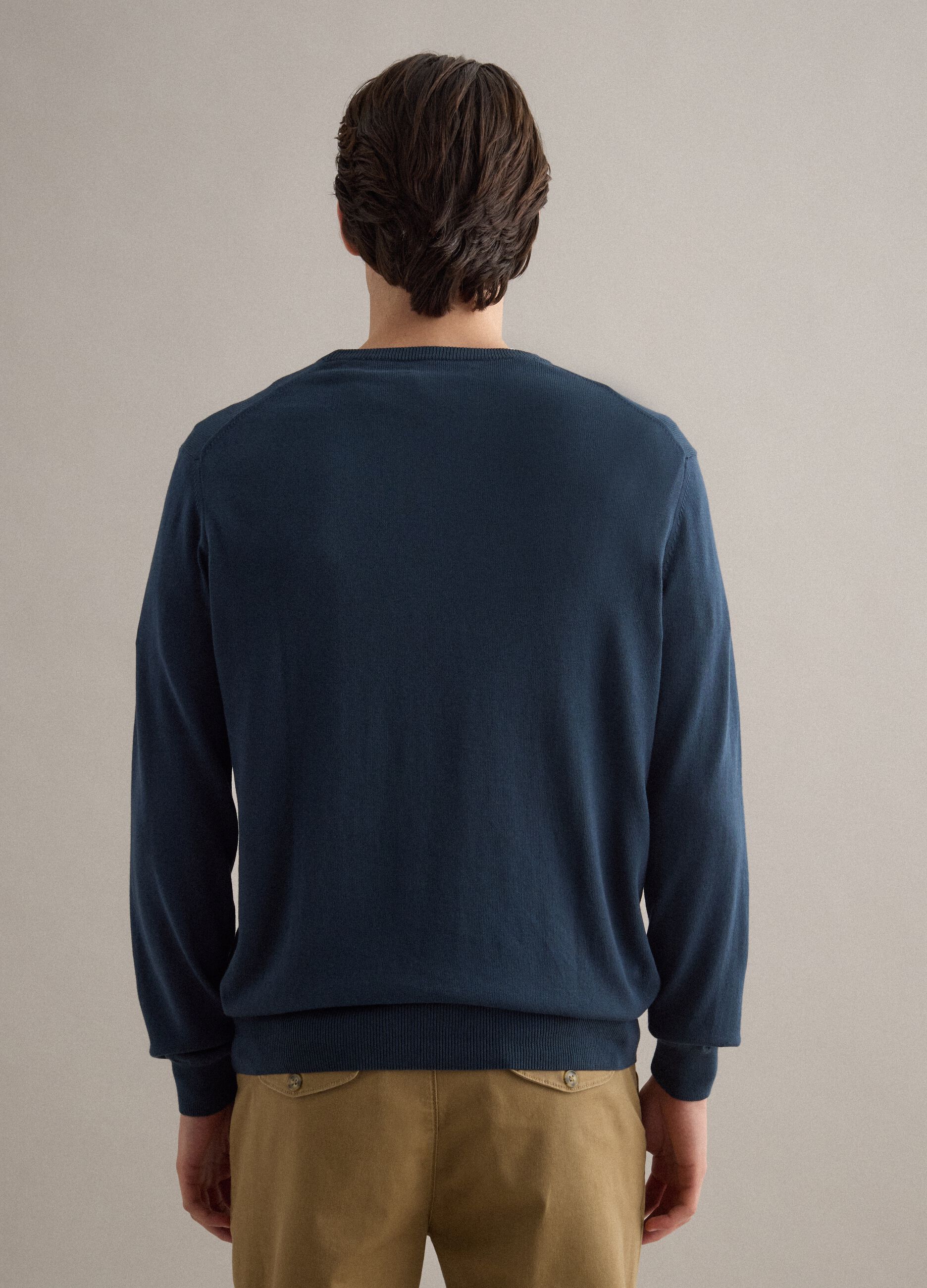 Blue Cotton Jumper, Regular Fit