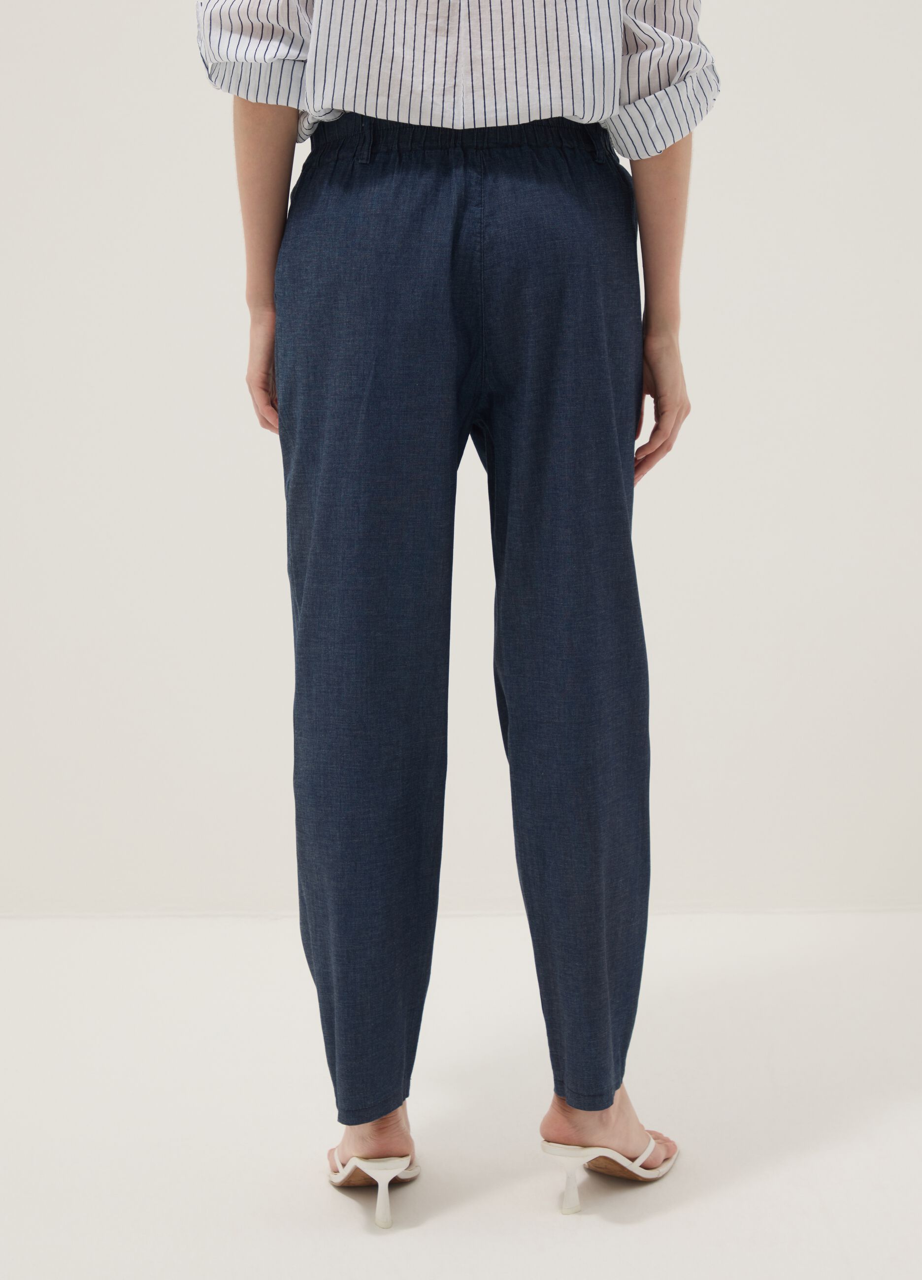 Blue stretch cotton trousers