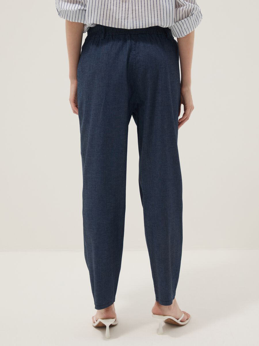 Pantaloni blu in cotone elasticizzato_3