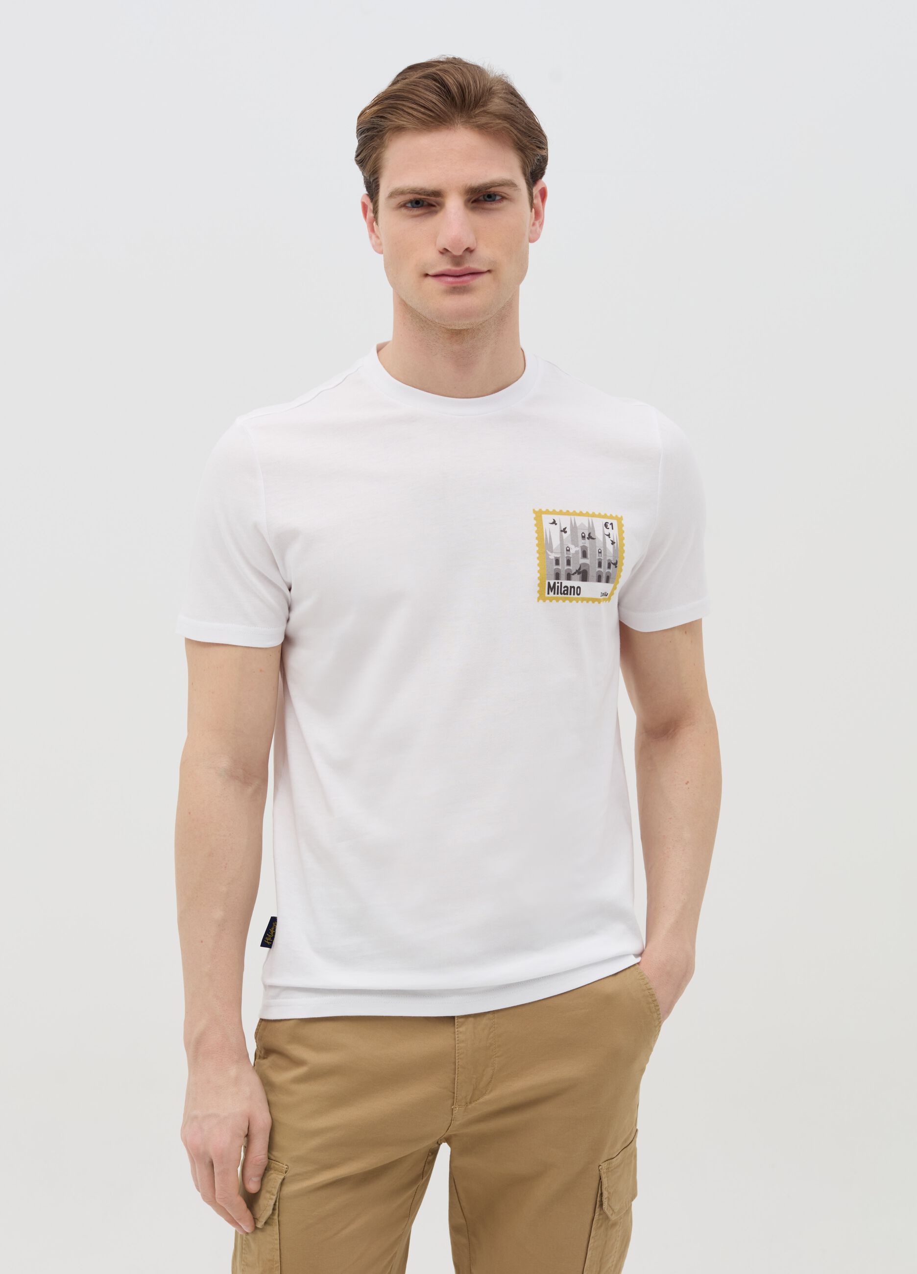 Cotton T-shirt with "Milano" print